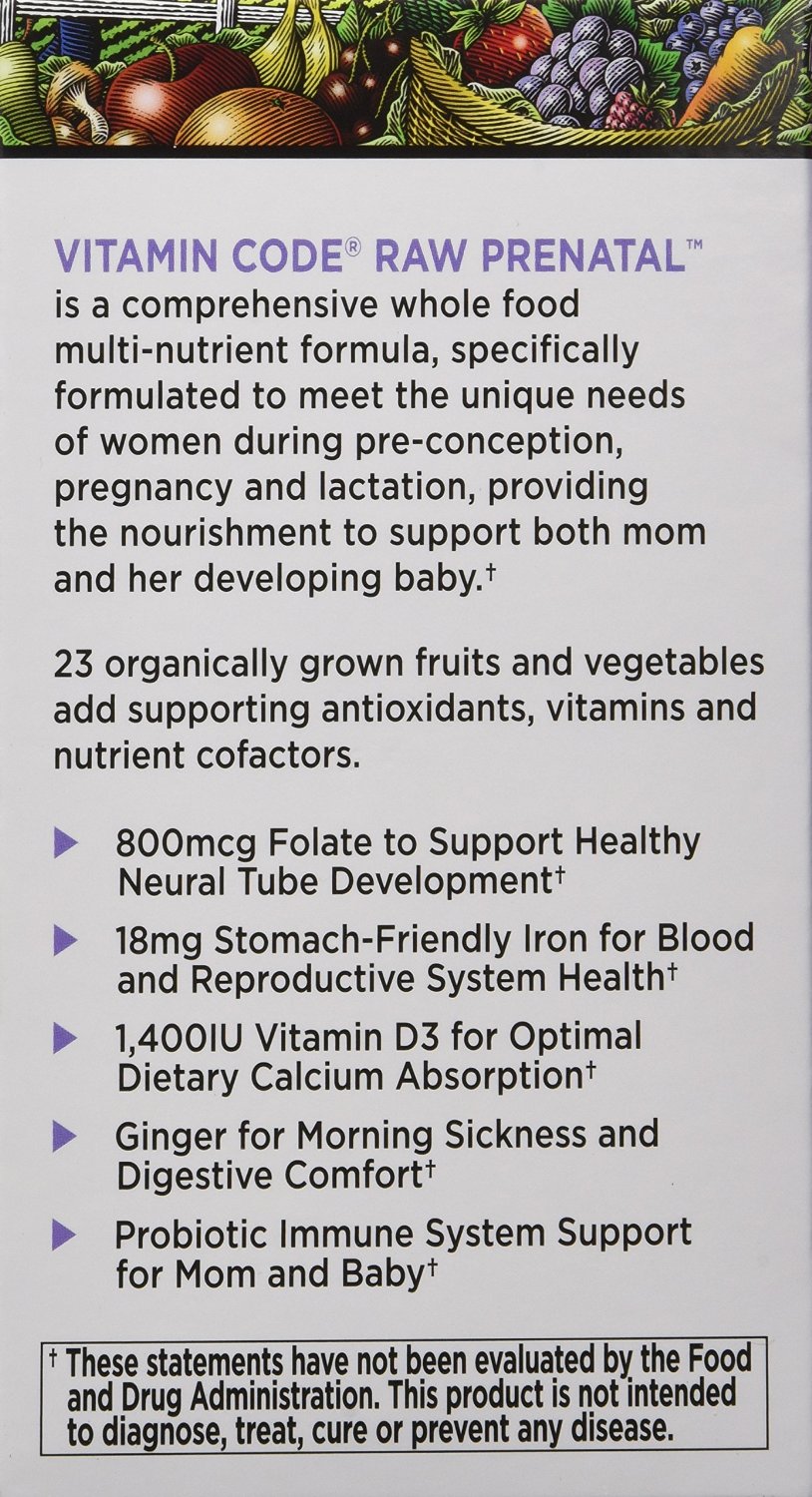 อาหารเสริมสําหรับคนท้อง ยี่ห้อที่ขายดีเป็นอันดับที่ 1 ของอเมริกา Garden of Life Vitamin Code RAW Prenatal, 180 Capsules